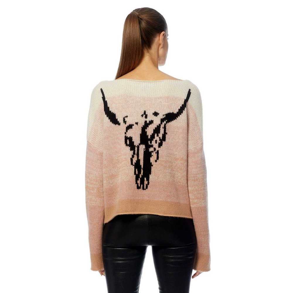 Skull Cashmere Nancy Steer Skull Ombre Cashmere Sweater Pink Cream XS S M $449
